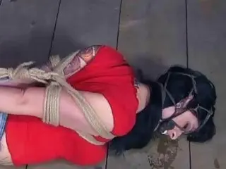 Tied up tattooed woman wants to be roughen up BDSM